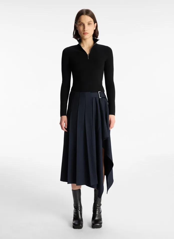 Women Bottoms ALC Wayland Pleated Midi Skirt Navy