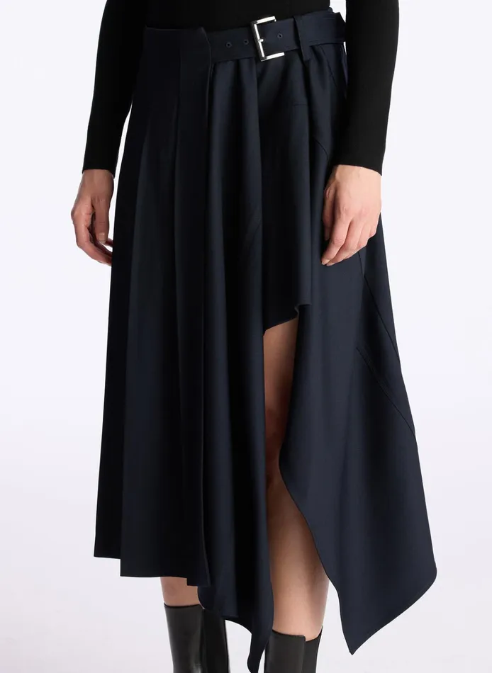 Women Bottoms ALC Wayland Pleated Midi Skirt Navy