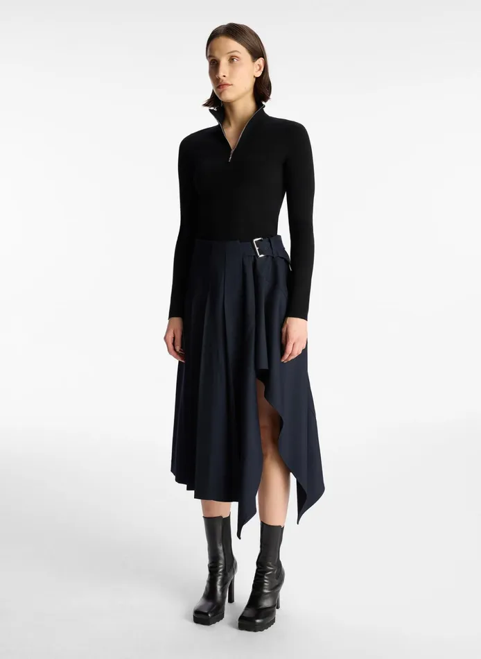 Women Bottoms ALC Wayland Pleated Midi Skirt Navy