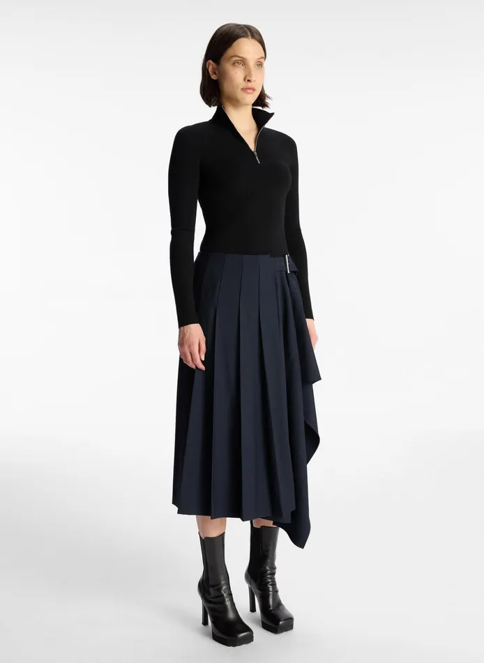 Women Bottoms ALC Wayland Pleated Midi Skirt Navy