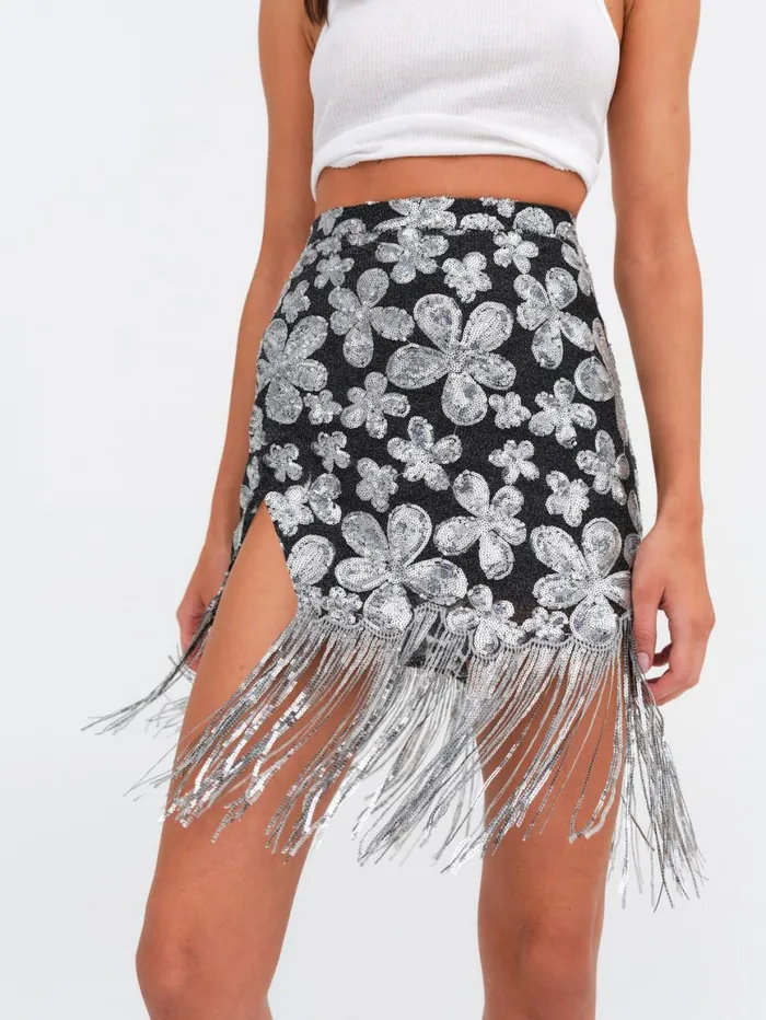 Women Bottoms For Love and Lemons Colette Mini Skirt Silver