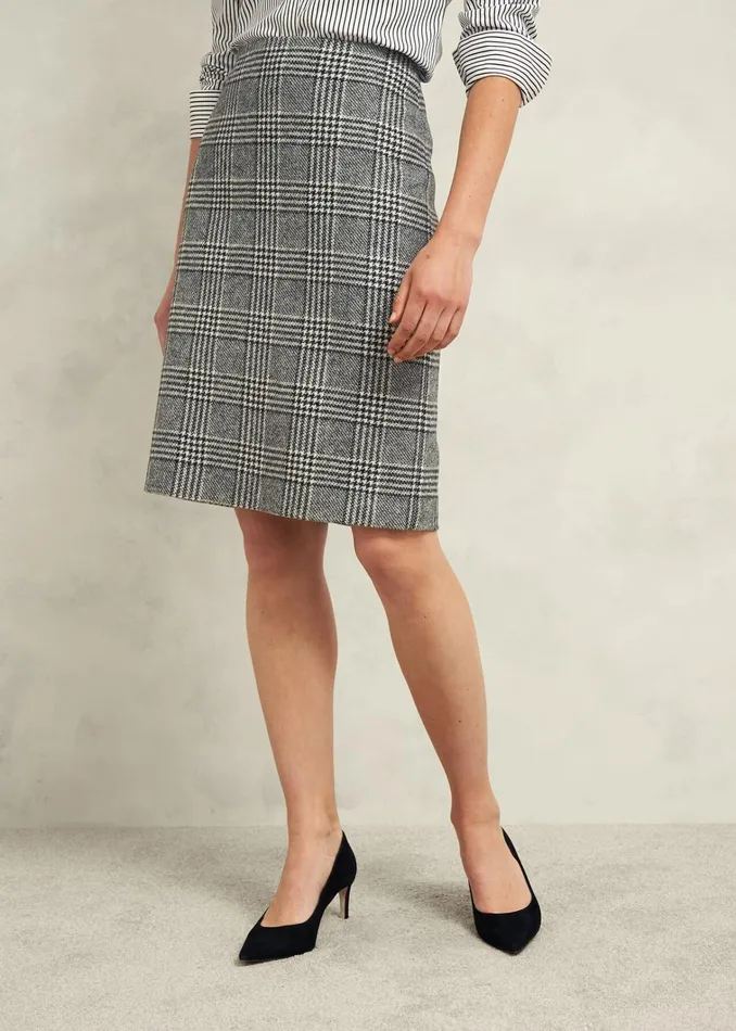 Women Brea Wool Skirt Black White Hobbs Skirts