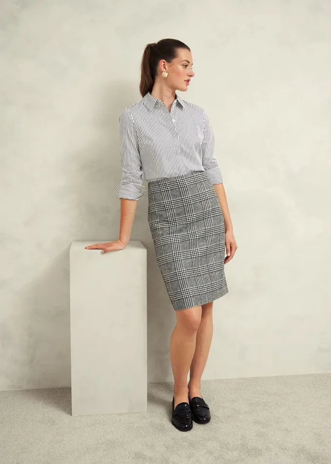Women Brea Wool Skirt Black White Hobbs Skirts