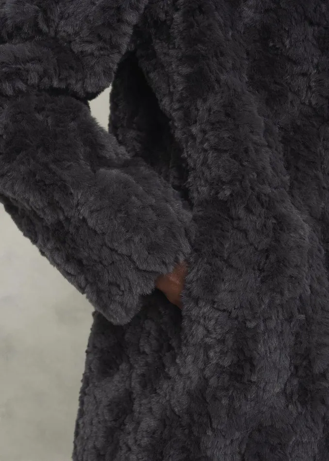 Women Briony Faux Fur Coat Dark Charcoal Hobbs Coats and Jackets