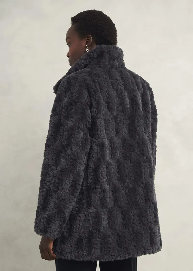 Women Briony Faux Fur Coat Dark Charcoal Hobbs Coats and Jackets