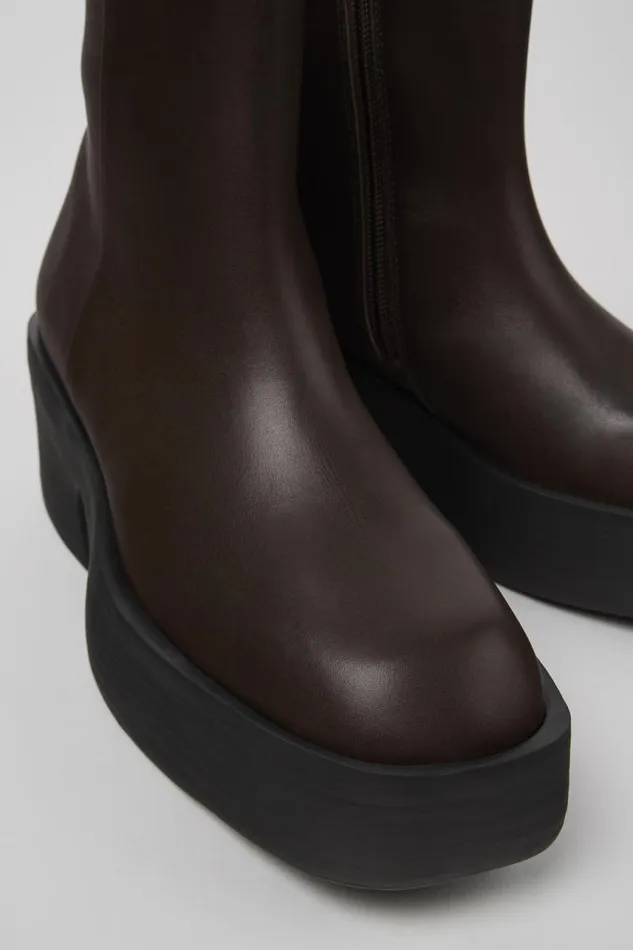 Women Camper Ankle Boots Billie Brown Leather Boots