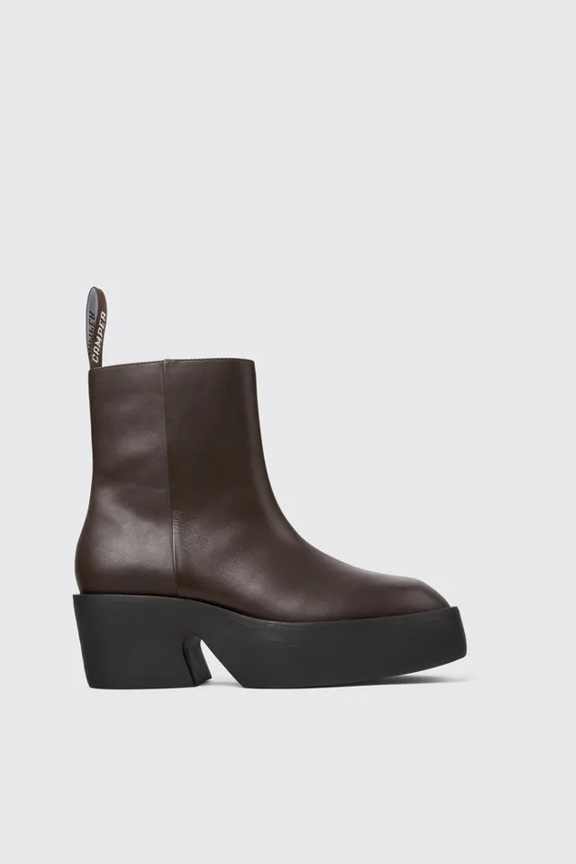 Women Camper Ankle Boots Billie Brown Leather Boots Women Camper Ankle Boots Billie Brown Leather Boots