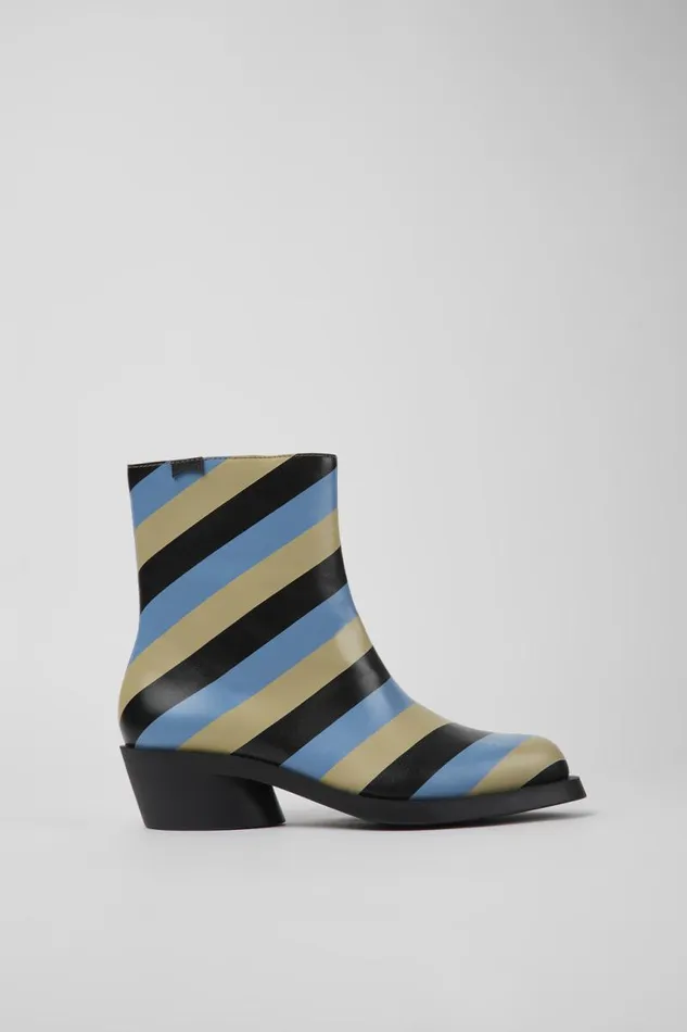 Women Camper Ankle Boots Bonnie Multicolored Striped Leather Boots Women Camper Ankle Boots Bonnie Multicolored Striped Leather Boots
