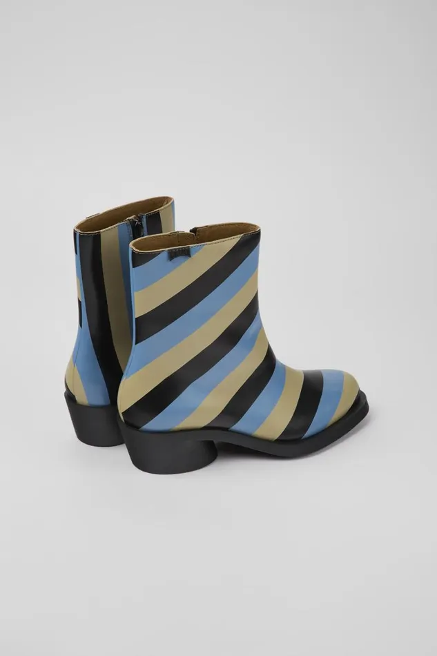 Women Camper Ankle Boots Bonnie Multicolored Striped Leather Boots Women Camper Ankle Boots Bonnie Multicolored Striped Leather Boots
