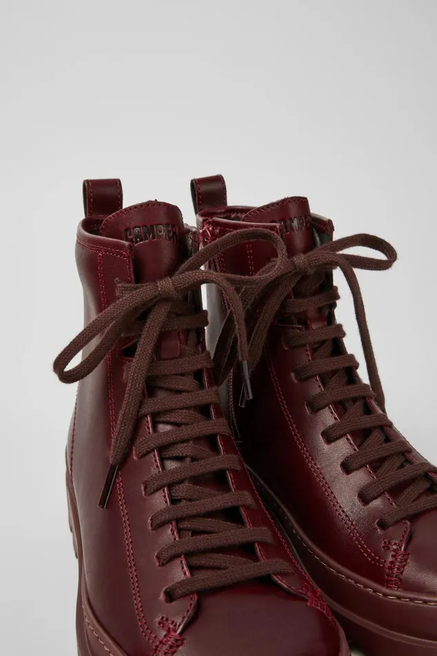 Women Camper Ankle Boots Brutus Burgundy Leather Ankle Boots