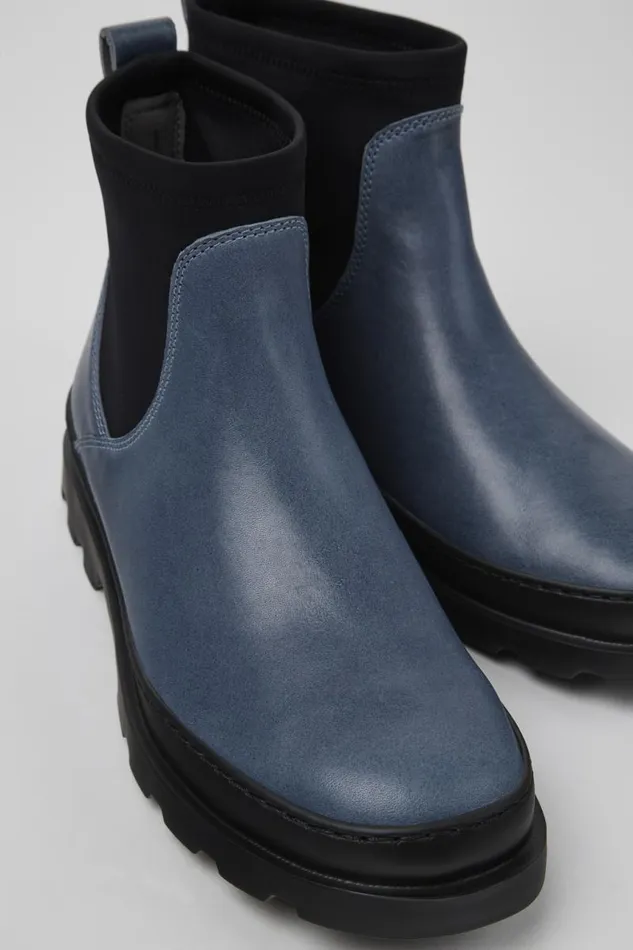 Women Camper Ankle Boots Brutus Gray Leather And Textile Ankle Boots