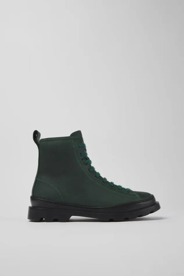 Women Camper Ankle Boots Brutus Green Nubuck Laceup Boots Women Camper Ankle Boots Brutus Green Nubuck Laceup Boots