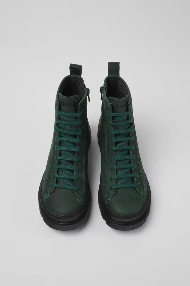 Women Camper Ankle Boots Brutus Green Nubuck Laceup Boots Women Camper Ankle Boots Brutus Green Nubuck Laceup Boots