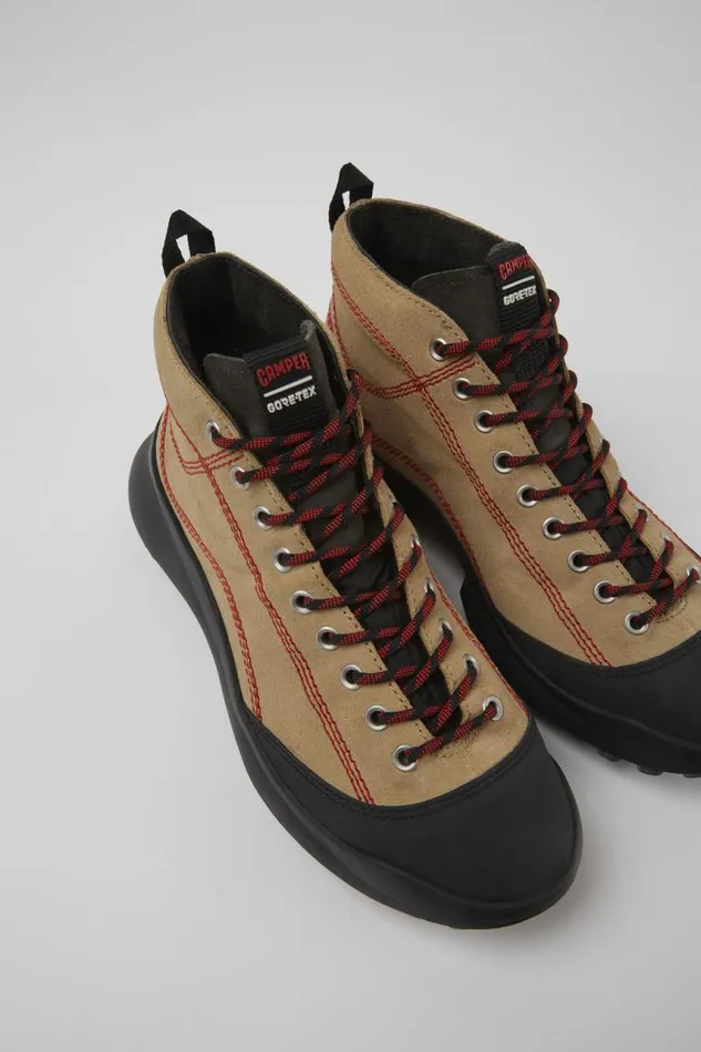 Women Camper Ankle Boots CRCLR GORETEX Beige Nubuck And Textile Sneakers