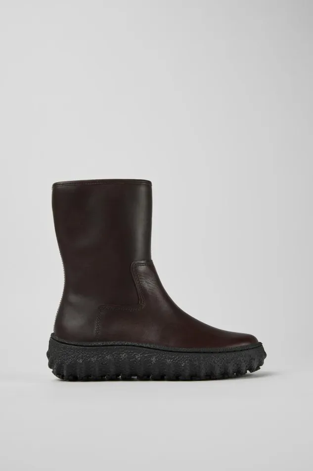 Women Camper Ankle Boots Ground MICHELIN Dark Brown Leather Boots Women Camper Ankle Boots Ground MICHELIN Dark Brown Leather Boots
