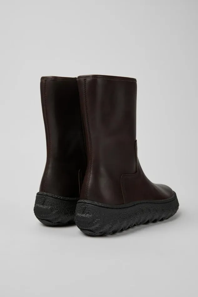 Women Camper Ankle Boots Ground MICHELIN Dark Brown Leather Boots Women Camper Ankle Boots Ground MICHELIN Dark Brown Leather Boots