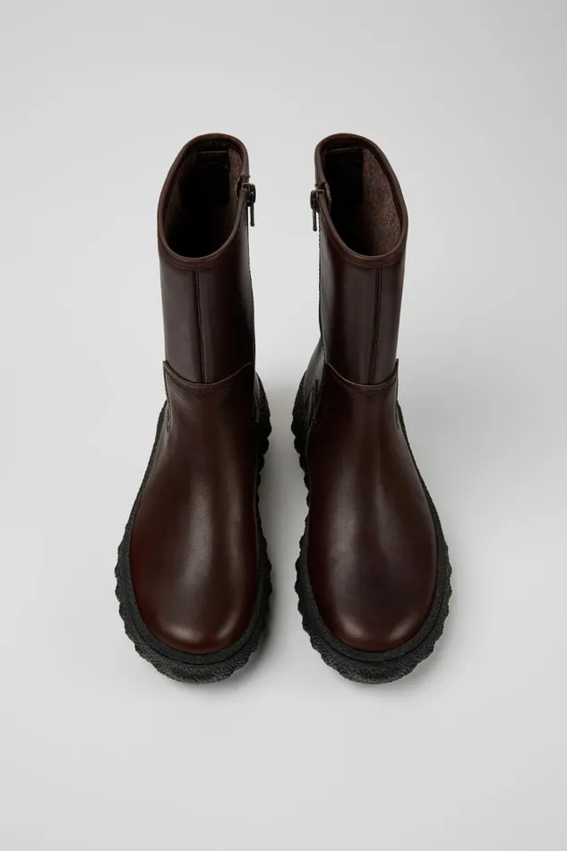Women Camper Ankle Boots Ground MICHELIN Dark Brown Leather Boots Women Camper Ankle Boots Ground MICHELIN Dark Brown Leather Boots