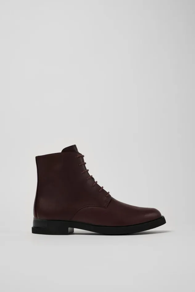 Women Camper Ankle Boots Iman Burgundy Leather Laceup Boots Women Camper Ankle Boots Iman Burgundy Leather Laceup Boots