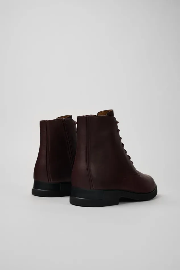 Women Camper Ankle Boots Iman Burgundy Leather Laceup Boots Women Camper Ankle Boots Iman Burgundy Leather Laceup Boots
