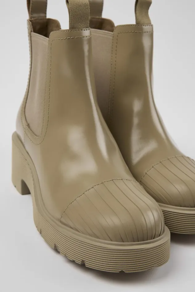 Women Camper Ankle Boots Milah Beige Leather Chelsea Boots