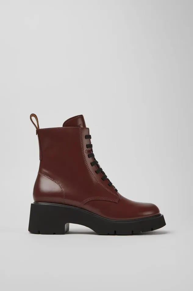 Women Camper Ankle Boots Milah Burgundy Laceup Boots Women Camper Ankle Boots Milah Burgundy Laceup Boots