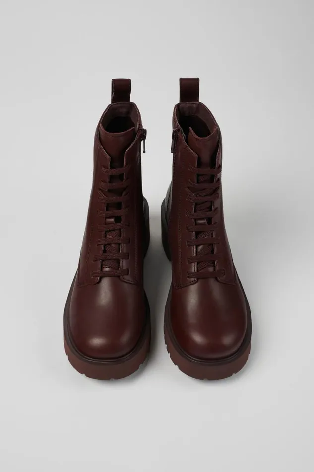 Women Camper Ankle Boots Milah Burgundy Laceup Boots Women Camper Ankle Boots Milah Burgundy Laceup Boots