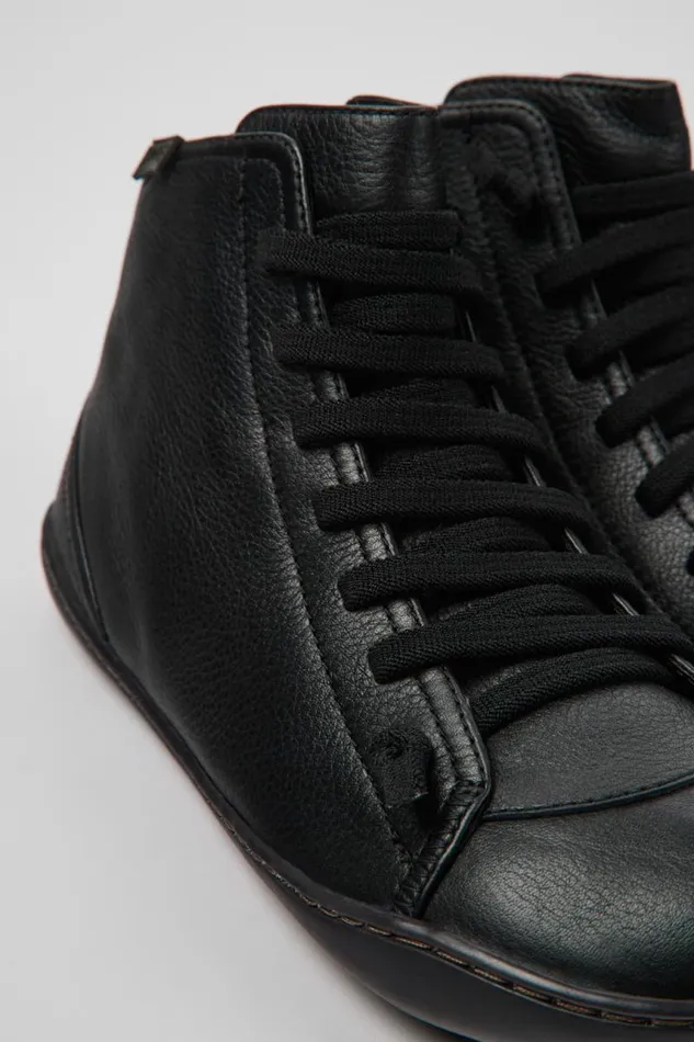 Women Camper Ankle Boots Peu Black Leather Ankle Boots