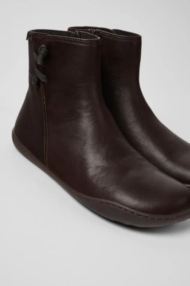Women Camper Ankle Boots Peu Brown Leather Boots