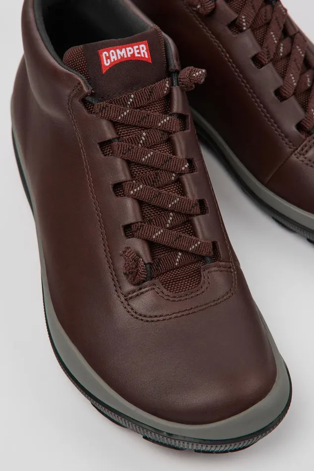 Women Camper Ankle Boots Peu Pista GORETEX Burgundy Leather Sneakers
