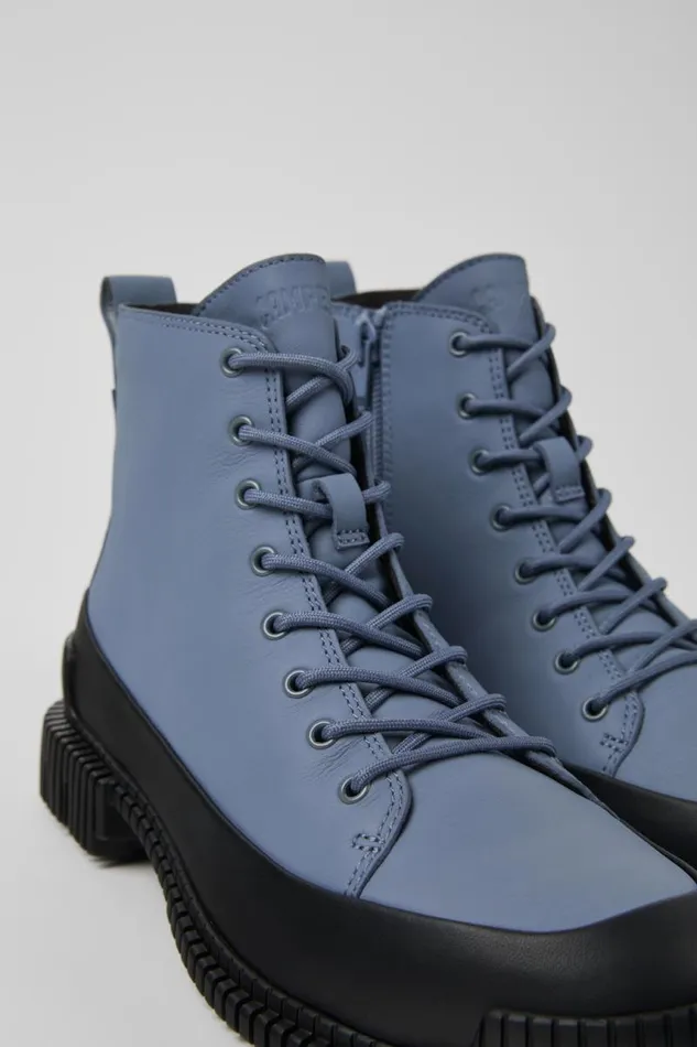 Women Camper Ankle Boots Pix Gray And Black Leather Ankle Boots