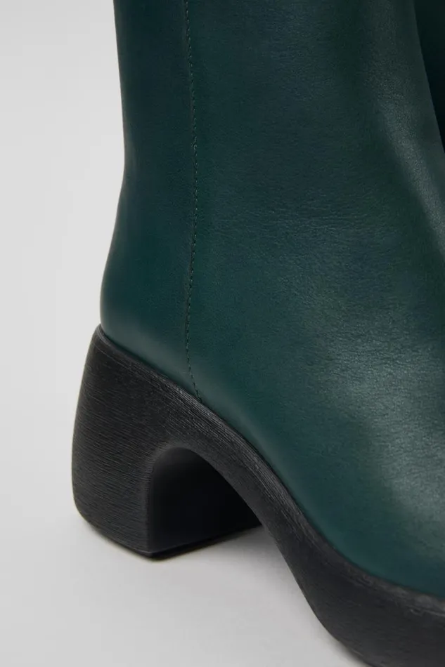 Women Camper Ankle Boots Thelma Green Leather Boots