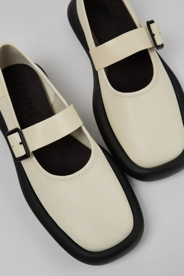 Women Camper Ballerinas Onda White Leather Mary Jane