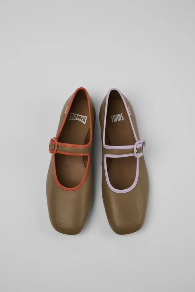Women Camper Ballerinas Twins Brown Leather Ballerinas Women Camper Ballerinas Twins Brown Leather Ballerinas