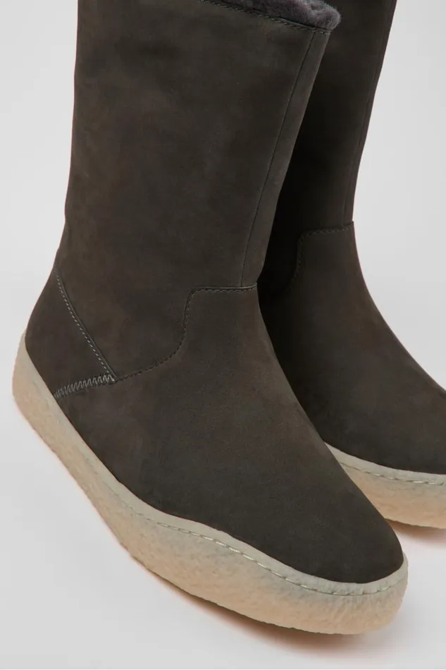 Women Camper Boots Peu Terreno Gray Nubuck Boots