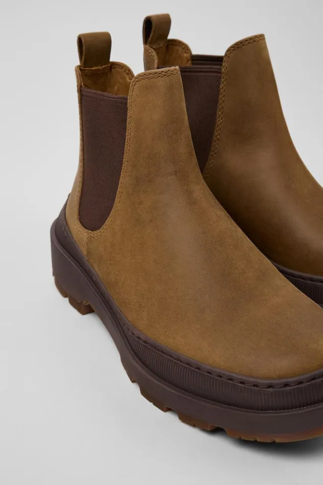 Women Camper Flat Shoes Brutus Trek MICHELIN Brown Nubuck Ankle Boots