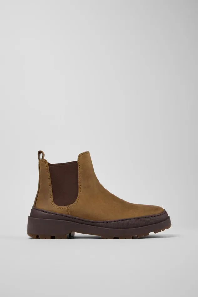 Women Camper Flat Shoes Brutus Trek MICHELIN Brown Nubuck Ankle Boots