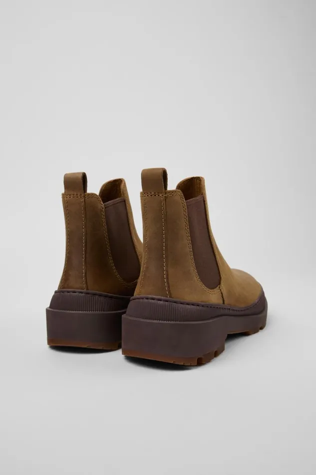 Women Camper Flat Shoes Brutus Trek MICHELIN Brown Nubuck Ankle Boots