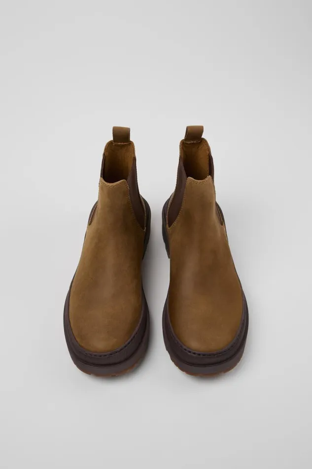 Women Camper Flat Shoes Brutus Trek MICHELIN Brown Nubuck Ankle Boots