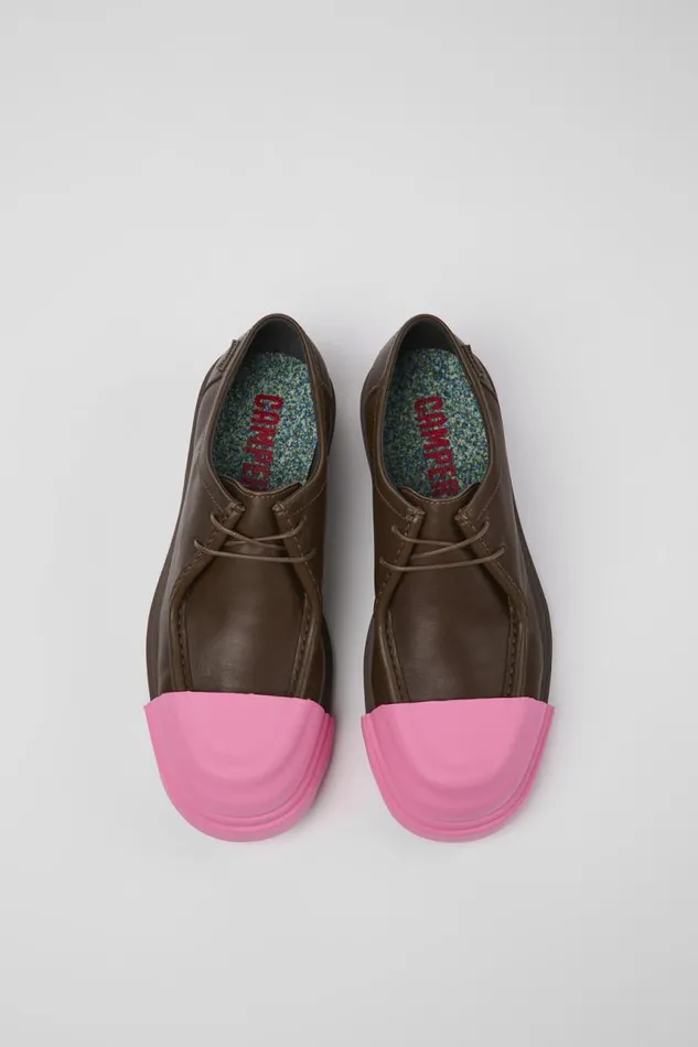 Women Camper Flat Shoes Junction Brown Leather Shoes Women Camper Flat Shoes Junction Brown Leather Shoes