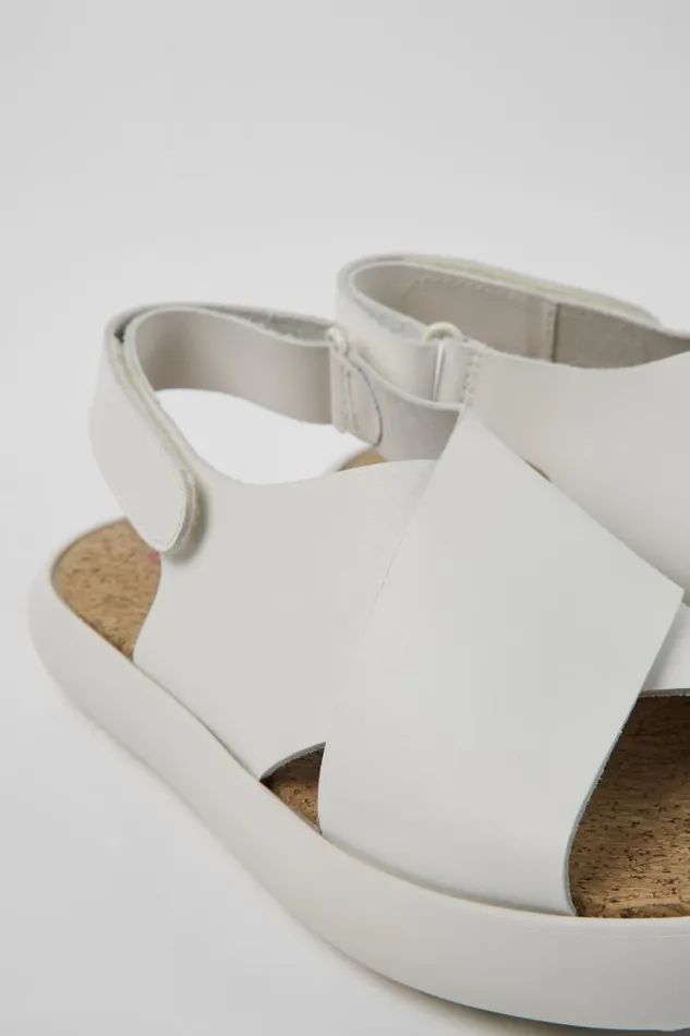 Women Camper Flat Shoes Pelotas Flota White Leather Sandals