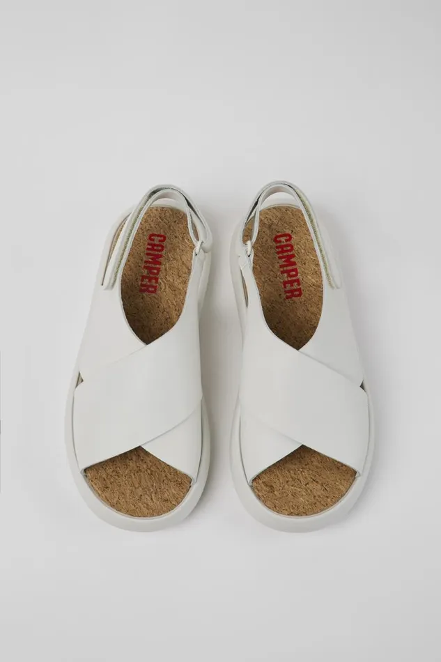 Women Camper Flat Shoes Pelotas Flota White Leather Sandals Women Camper Flat Shoes Pelotas Flota White Leather Sandals