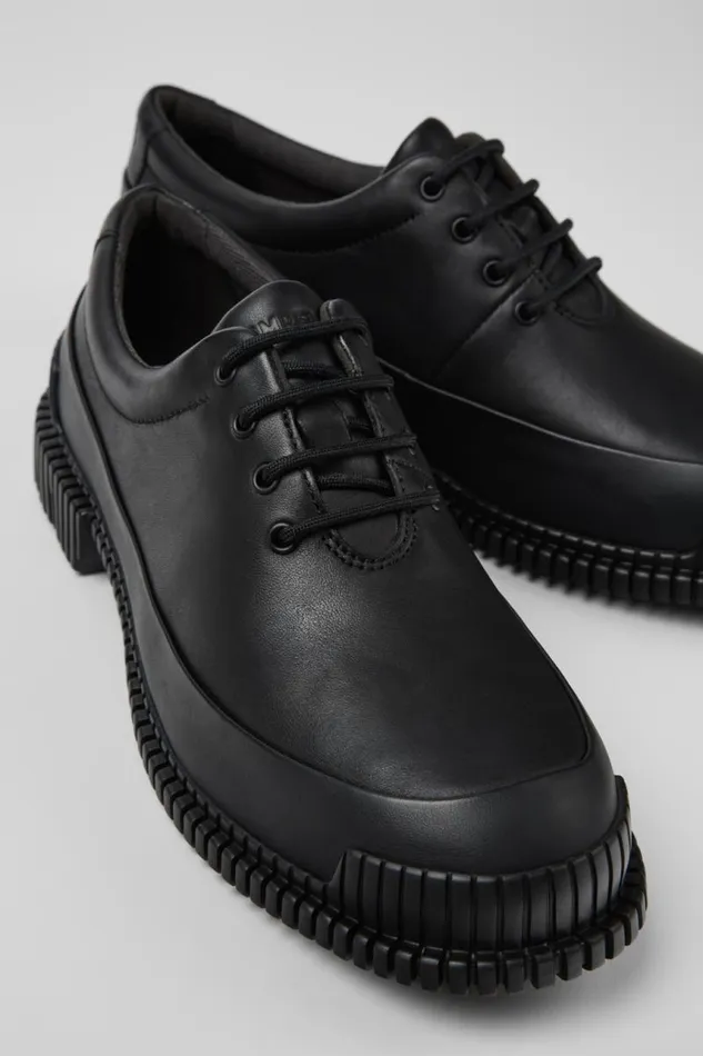 Women Camper Flat Shoes Pix Black Leather Shoe