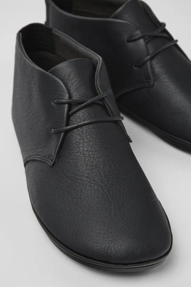 Women Camper Flat Shoes Right Black Leather Ankle Boots