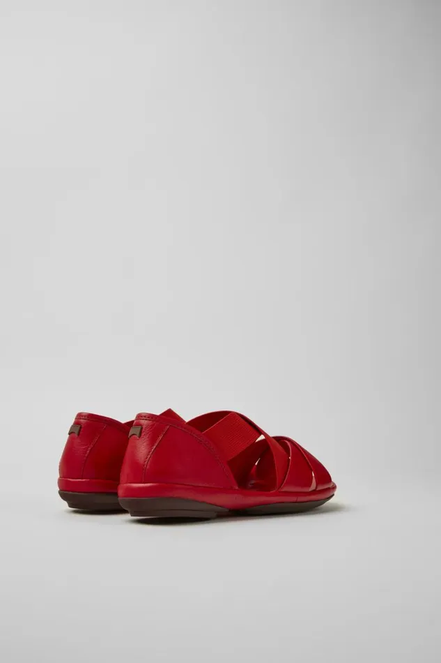 Women Camper Flat Shoes Right Red Leather Sandals