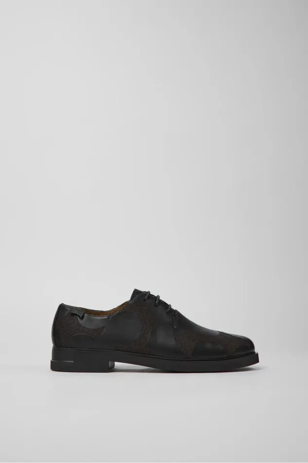 Women Camper Flat Shoes Twins Black Leather Shoes