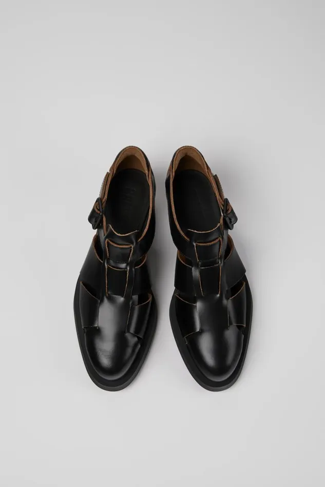 Women Camper Formal Shoes Bonnie Black Leather Sandal Women Camper Formal Shoes Bonnie Black Leather Sandal