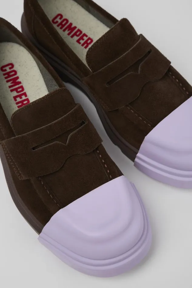 Women Camper Formal Shoes Junction Brown Nubuck Loafers
