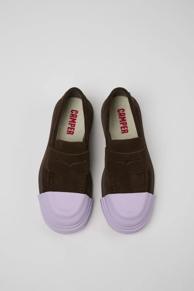 Women Camper Formal Shoes Junction Brown Nubuck Loafers Women Camper Formal Shoes Junction Brown Nubuck Loafers