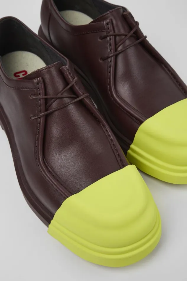 Women Camper Formal Shoes Junction Burgundy Leather Shoes
