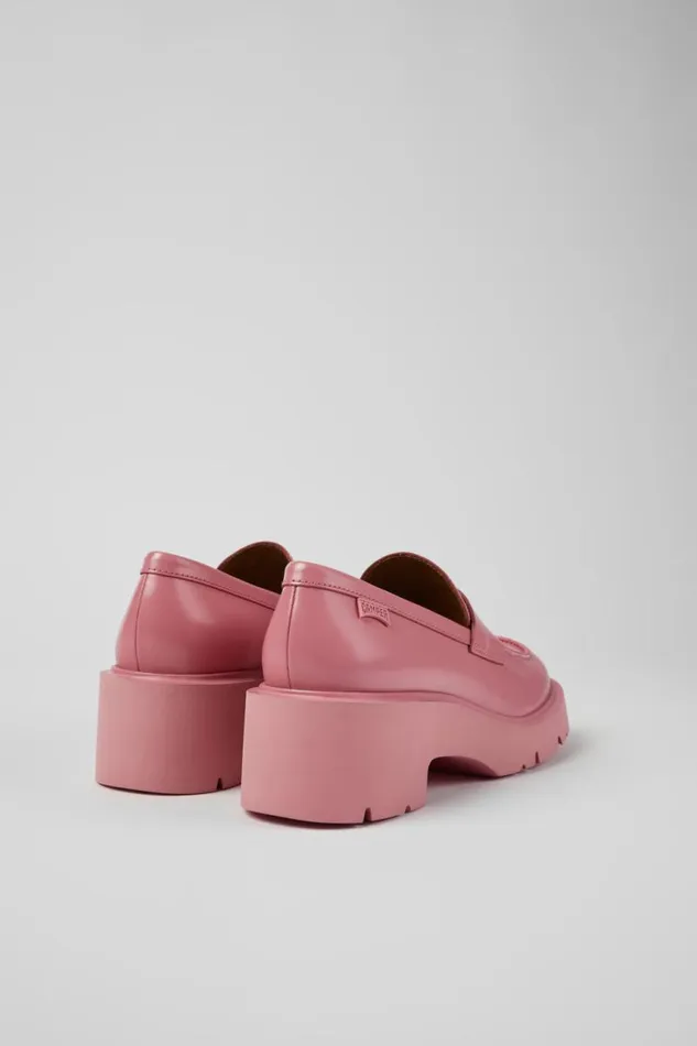 Women Camper Formal Shoes Milah Pink Leather Loafers Women Camper Formal Shoes Milah Pink Leather Loafers